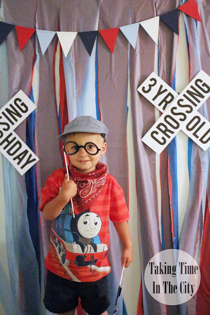 Our Boy Life - Thomas the Train Birthday Party Photo Booth Picture