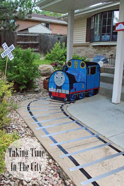 Our Boy Life - Thomas Birthday Party Front of House Train Track