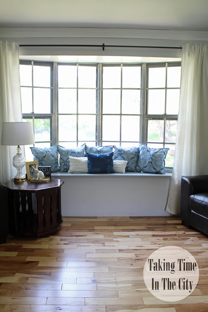 Blue and White Themed Window Seat