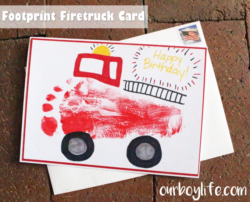 Our Boy Life - Footprint Firetruck Card